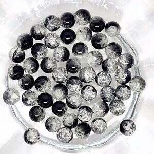 50pcs Beads for Jewelry #19643 Black & Clear Cracked Beads - 2 sets left